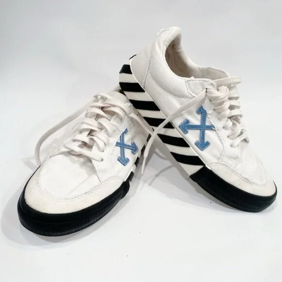 OFF WHITE Vulcanized Low White Black Logo Sneakers 39/US 9 - Picture 7 of 13